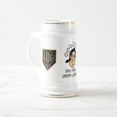 Fünf Dutzend Ouefs Gaston/Herren FF-Logo Stein Bierglas (Vorderseite Links)