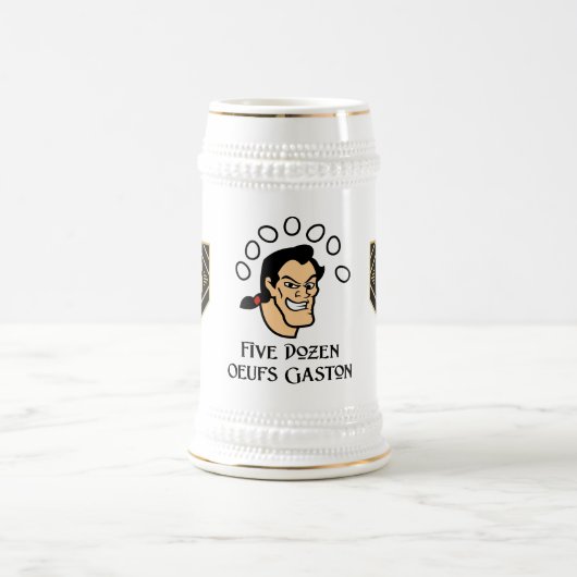 Fünf Dutzend Ouefs Gaston/Herren FF-Logo Stein Bierglas (Mittel)