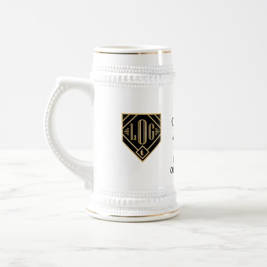 Fünf Dutzend Ouefs Gaston/Herren FF-Logo Stein Bierglas (Links)