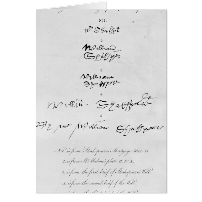 Fünf echte Autogramme von William Shakespeare (Vorne)