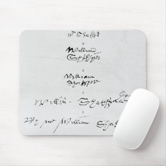 Fünf echte Autogramme von William Shakespeare Mousepad (Mit Mouse)