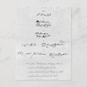 Fünf echte Autographien von William Shakespeare Postkarte