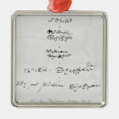 Fünf echte Autographien von William Shakespeare Silbernes Ornament (Vorne)