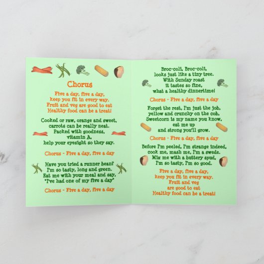 Fünf ein Tag - Gemüse Karte (Innenseite)