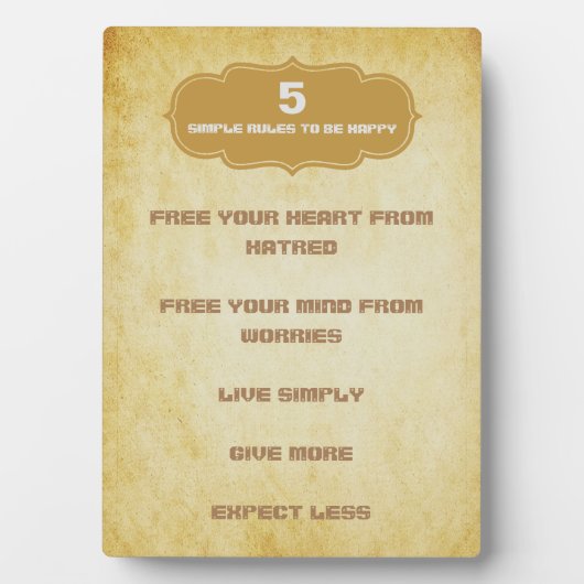 Fünf einfache Regeln zum Glück Fotoplatte (Vorderseite)