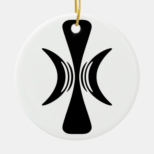 Fünf eingefasste Hand Eris Keramikornament (Vorne)