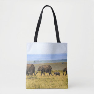 FÜNF ELEFANS AUF BROWN GRASS TASCHE