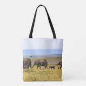 FÜNF ELEFANS AUF BROWN GRASS TASCHE (Rückseite)