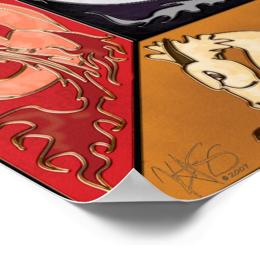 Fünf elementare Drachen Poster (Ecke)