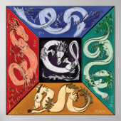 Fünf elementare Drachen Poster (Vorne)