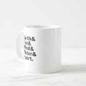 Fünf Elemente | Earth Fire Wind Water & Heart Kaffeetasse (Vorderseite Links)