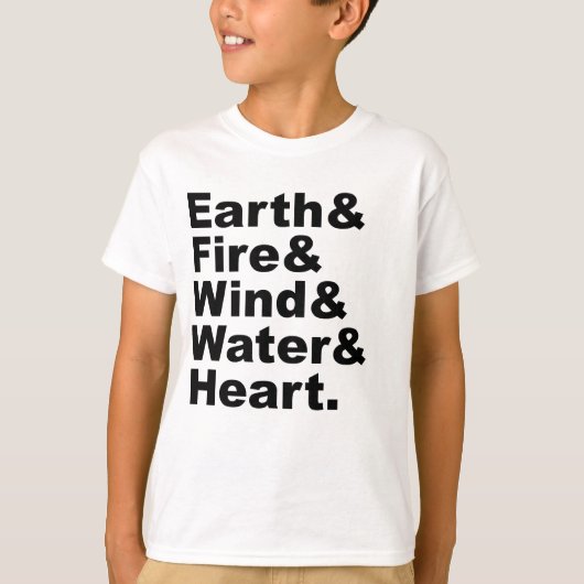 Fünf Elemente | Earth Fire Wind Water & Heart T-Shirt (Vorderseite)