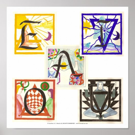 Fünf Elemente und Vokale Poster (Vorne)