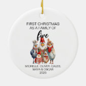 Fünf erste Weihnachtshühnerfamilie Keramik Ornament (Hinten)