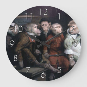 Fünf Extravagante Affen Große Wanduhr