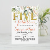 Fünf & fabelhafte Mädchen zum Geburtstag Einladung (Stehend Vorderseite)