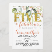 Fünf & fabelhafte Mädchen zum Geburtstag Einladung (Vorne/Hinten)