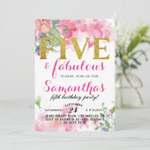Fünf & fabelhafte Mädchen zum Geburtstag Einladung (Stehend Vorderseite)