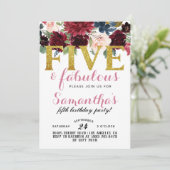 Fünf & fabelhafte Mädchen zum Geburtstag Einladung (Stehend Vorderseite)