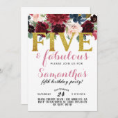 Fünf & fabelhafte Mädchen zum Geburtstag Einladung (Vorne/Hinten)