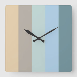 Fünf Farbe Combo - Blau-brauner Sand Beige Türkis Quadratische Wanduhr