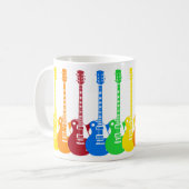 Fünf farbenfrohe E-Gitarren Kaffeetasse (Vorderseite Links)