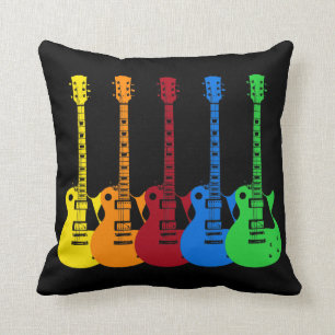 Fünf farbenfrohe E-Gitarren Kissen