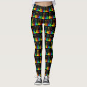 Fünf farbenfrohe E-Gitarren Leggings (Vorderseite)