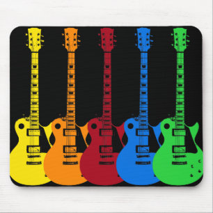Fünf farbenfrohe E-Gitarren Mousepad