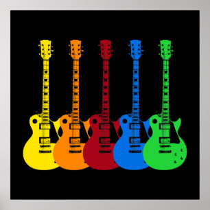 Fünf farbenfrohe E-Gitarren  Poster