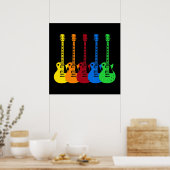 Fünf farbenfrohe E-Gitarren Poster (Küche)