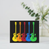 Fünf farbenfrohe E-Gitarren Postkarte (Stehend Vorderseite)