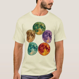 Fünf farbenfrohe Monde - Surreal Vintage-Astronomi T-Shirt