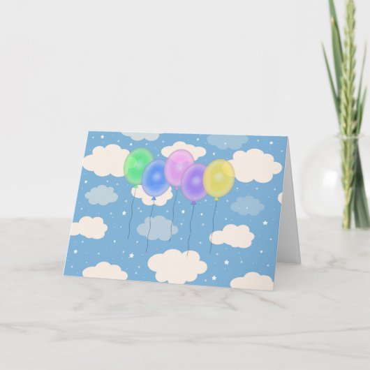Fünf farbige Balloons Geburtstagskarte Karte (Vorderseite)