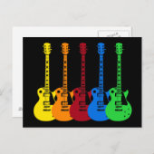 Fünf farbige elektrische Gitarren Postkarte (Vorne/Hinten)