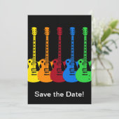 Fünf farbige elektrische Gitarren Save The Date (Stehend Vorderseite)