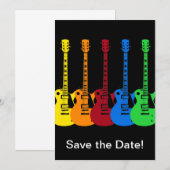 Fünf farbige elektrische Gitarren Save The Date (Vorne/Hinten)