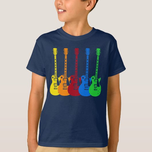 Fünf farbige elektrische Gitarren T-Shirt (Vorderseite)