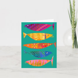 Fünf farbige Fisch-BLANK-Grußkarte Dankeskarte
