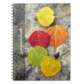 Fünf farbige Herbstasplitten - Blätter nach Maß Notizblock (Vorderseite)
