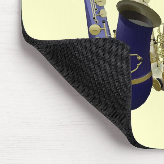 Fünf farbige Saxophone in einer Linie Mousepad (Ecke)