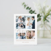 Fünf Foto Collage Script Liebe Hochzeit Vielen Dan Postkarte (Stehend Vorderseite)