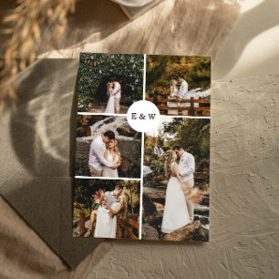 Fünf FotoCollage Moderne Hochzeitseinladung Einladung