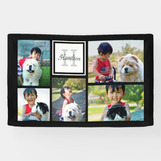 Fünf Fotomaterial-Collage für ein Monogramm Banner (Horizontal)