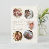 Fünf Fotos Collage Birth Ankündigung (Stehend Vorderseite)