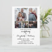 Fünf Fotos Collage Elegante Hochzeit Einladung (Stehend Vorderseite)