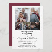 Fünf Fotos Collage Elegante Hochzeit Einladung (Vorne/Hinten)