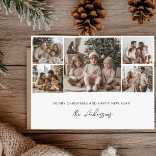 Fünf Fotos frohe Weihnachten und glückliches Neues Postkarte