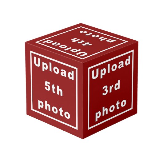 Fünf Fotos Roter Foto Cube Würfel (Rückseite Schrägansicht)