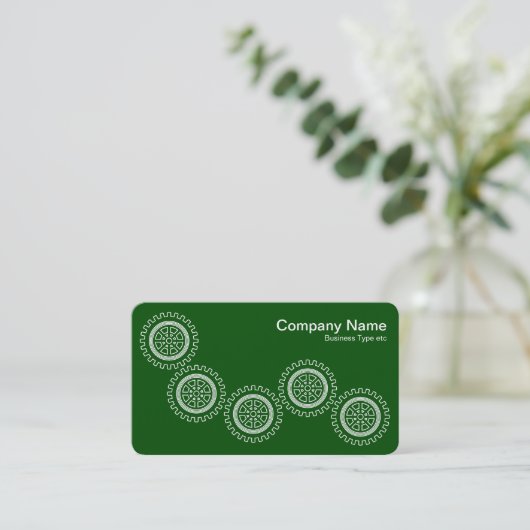 Fünf Gänge - Dunkelgrün - Grau zurück Visitenkarte (Stehend Vorderseite)